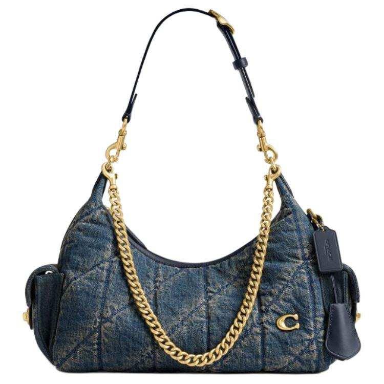 Coach Juliet Shoulder Bag 30 | حقيبة كوتش جولييت الدينيم بتطريز ألماسي 💎.