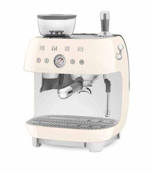 ماكينة اسبريسو SMEG Espresso Machine بمطحنة مدمجة وتصميم كلاسيكي.