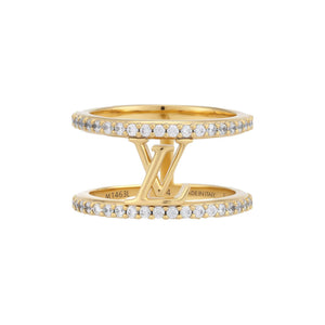 خاتم Louis Vuitton ذهبي مرصع بالكريستال.