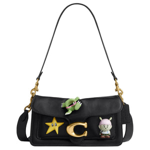 COACH x BRAIN DEAD Collaboration Soft Tabby 26 Pin Decoration Cowhide Single Shoulder Bag Medium Unisex Couple Style Black