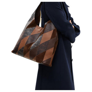 COACH Brooklyn 39 Metal Hardware Snake Leather Combined Cowhide Single Shoulder Bag Large Women's Brown