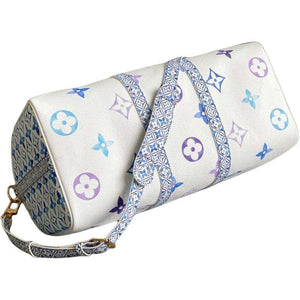 حقيبة سفر Travel Bag من Louis Vuitton بتصميم أزرق وأبيض فاخر.