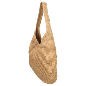 COACH Brooklyn 39 Woven Design Letter Print Straw Single Shoulder Bag Large Women's Beige
