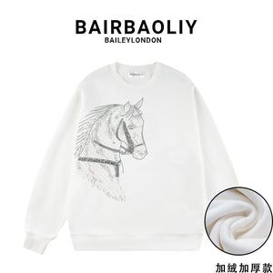 بلوفر رجالي BAIRBAOLIY بخيارات الأسود والأبيض والمبطن بالوبر