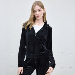 بنطال مخمل نسائي Juicy Couture واسع الأسفل بأحجار لامعة - رفعة
