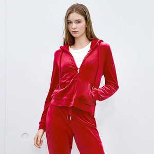 بنطال مخمل نسائي Juicy Couture واسع الأسفل بأحجار لامعة - رفعة