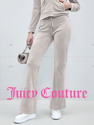 بنطال مخمل نسائي Juicy Couture واسع الأسفل بأحجار لامعة - رفعة