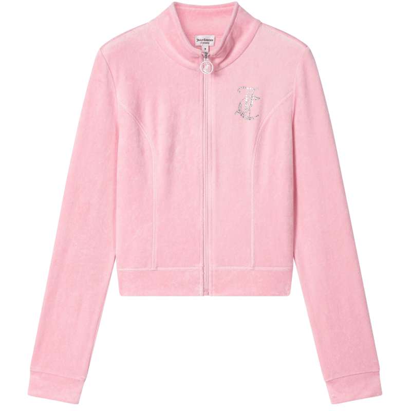 بنطال نسائي مخملي Juicy Couture بقصة مستقيمة وأحجار لامعة - رفعة