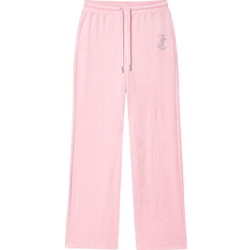 بنطال نسائي مخملي Juicy Couture بقصة مستقيمة وأحجار لامعة - رفعة