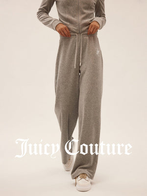 بنطال نسائي مخملي Juicy Couture بقصة مستقيمة وأحجار لامعة - رفعة