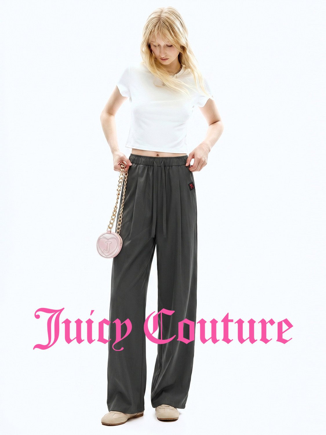 بنطال نسائي واسع بساق مستقيمة بمزيج الكتان Juicy Couture - رفعة