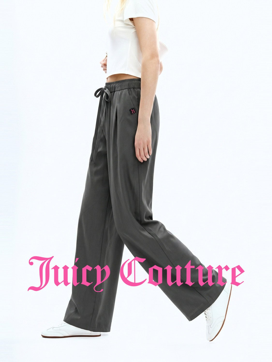 بنطال نسائي واسع بساق مستقيمة بمزيج الكتان Juicy Couture - رفعة