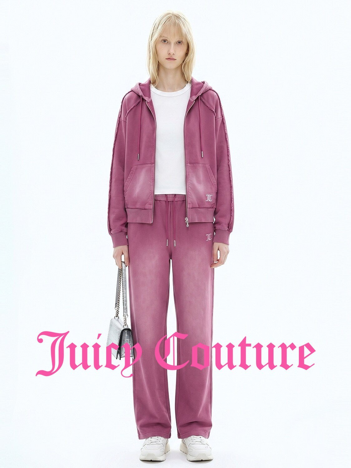 بنطال رياضي نسائي Juicy Couture بقصة مستقيمة وردي - رفعة