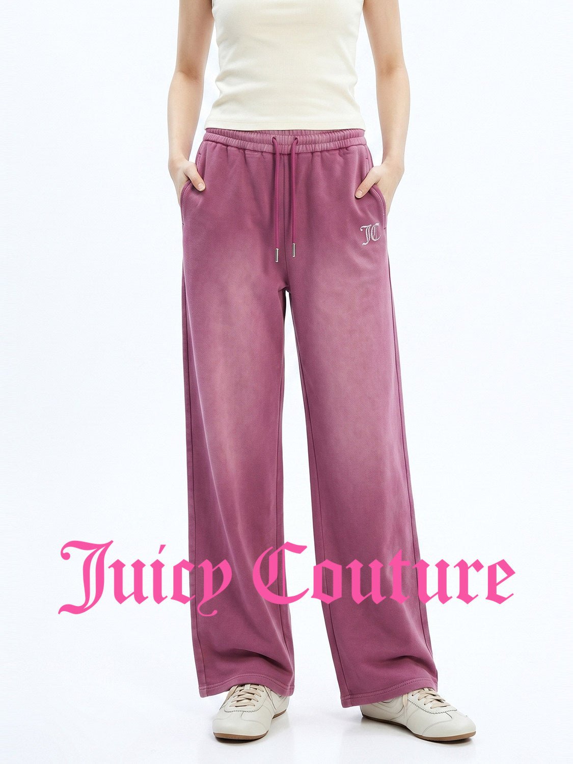 بنطال رياضي نسائي Juicy Couture بقصة مستقيمة وردي - رفعة