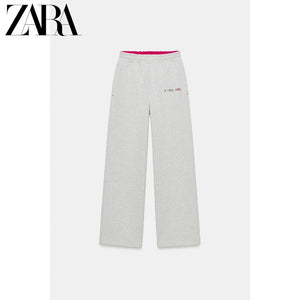 بنطال رياضي نسائي ZARA رمادي واسع ملابس نسائية - رفعة