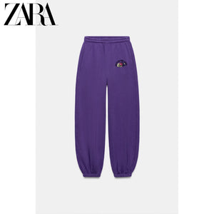 بنطال رياضي ZARA بنفسجي مريح ملابس نسائية - رفعة