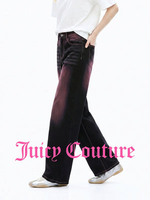 بنطلون جينز نسائي Juicy Couture بقصة مستقيمة وصبغة رش مع ليوسل - رفعة