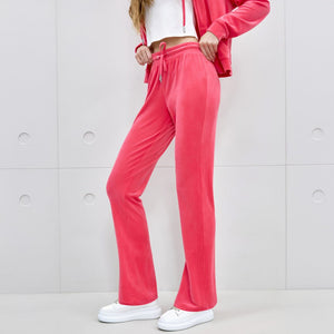 بنطلون مخمل نسائي Juicy Couture بقصة واسعة من الأسفل وزينة لامعة - رفعة