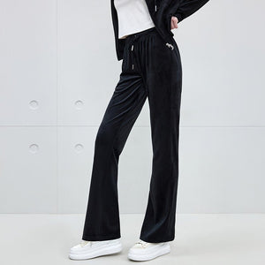 بنطلون مخمل نسائي Juicy Couture بقصة واسعة من الأسفل وزينة لامعة - رفعة