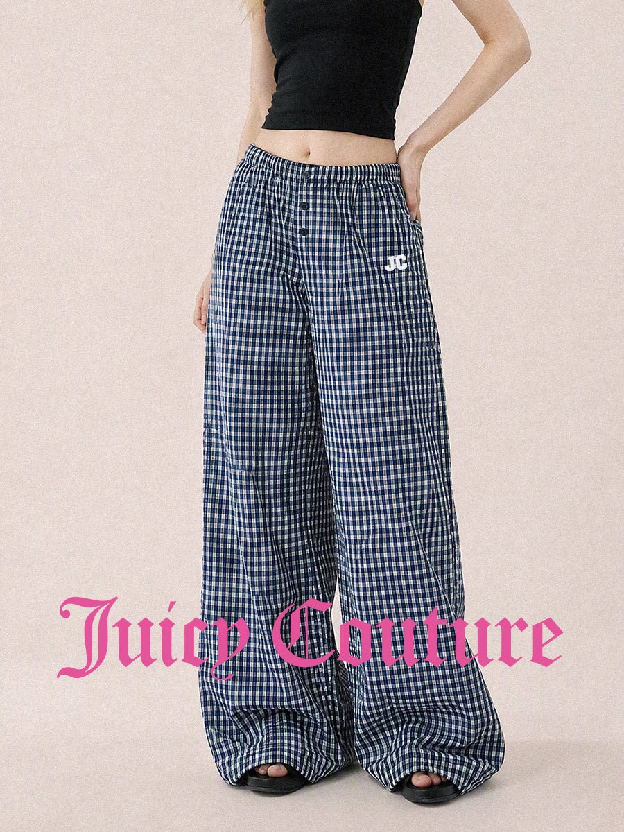 بنطلون نسائي واسع بنقشة مربعات وخصر مطاطي Juicy Couture - رفعة