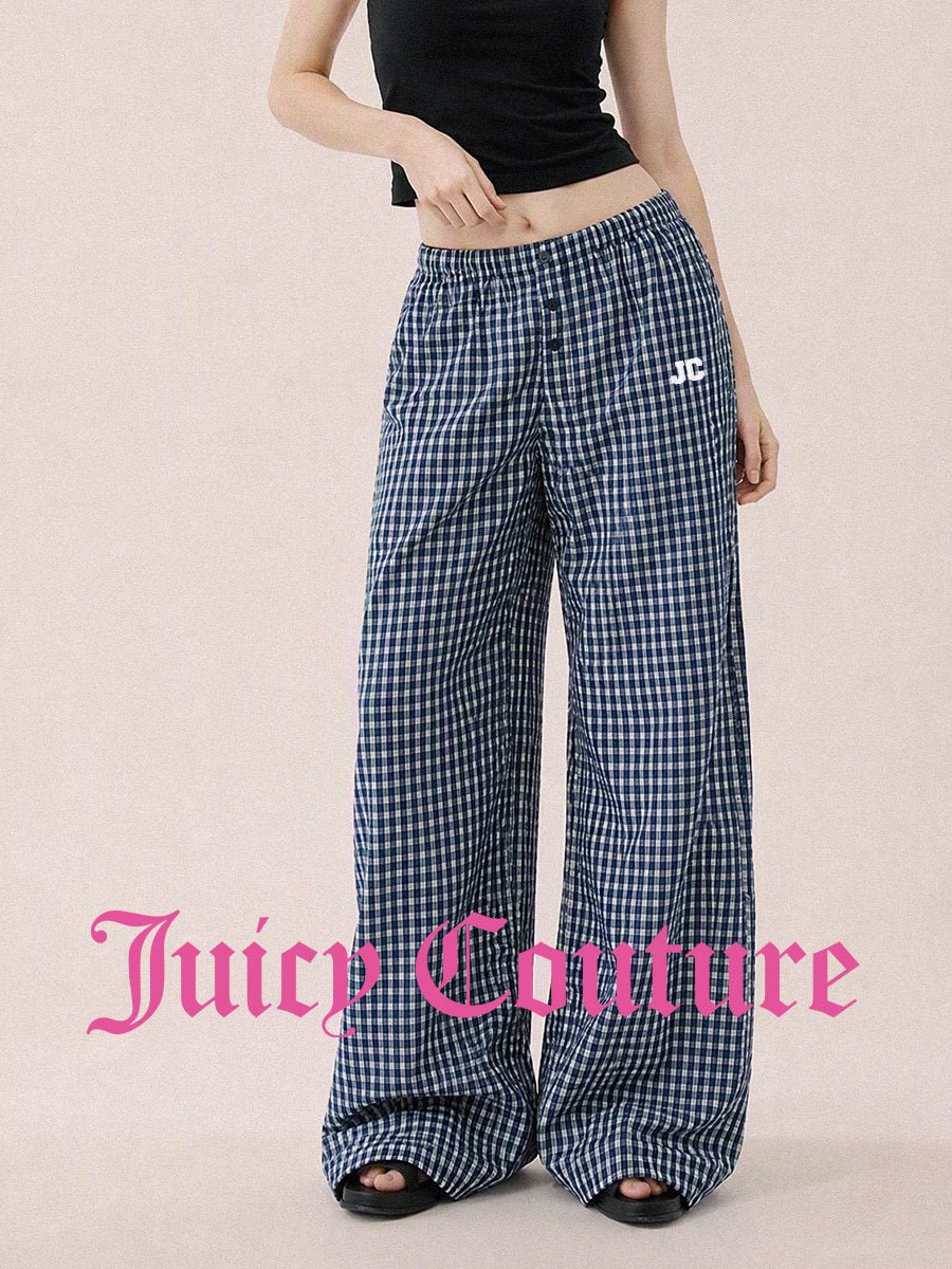 بنطلون نسائي واسع بنقشة مربعات وخصر مطاطي Juicy Couture - رفعة