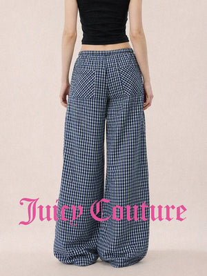 بنطلون نسائي واسع بنقشة مربعات وخصر مطاطي Juicy Couture - رفعة