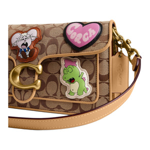 COACH × Brain Dead Collaboration Soft Tabby 26 logo print fabric shoulder bag medium size unisex couple style khaki