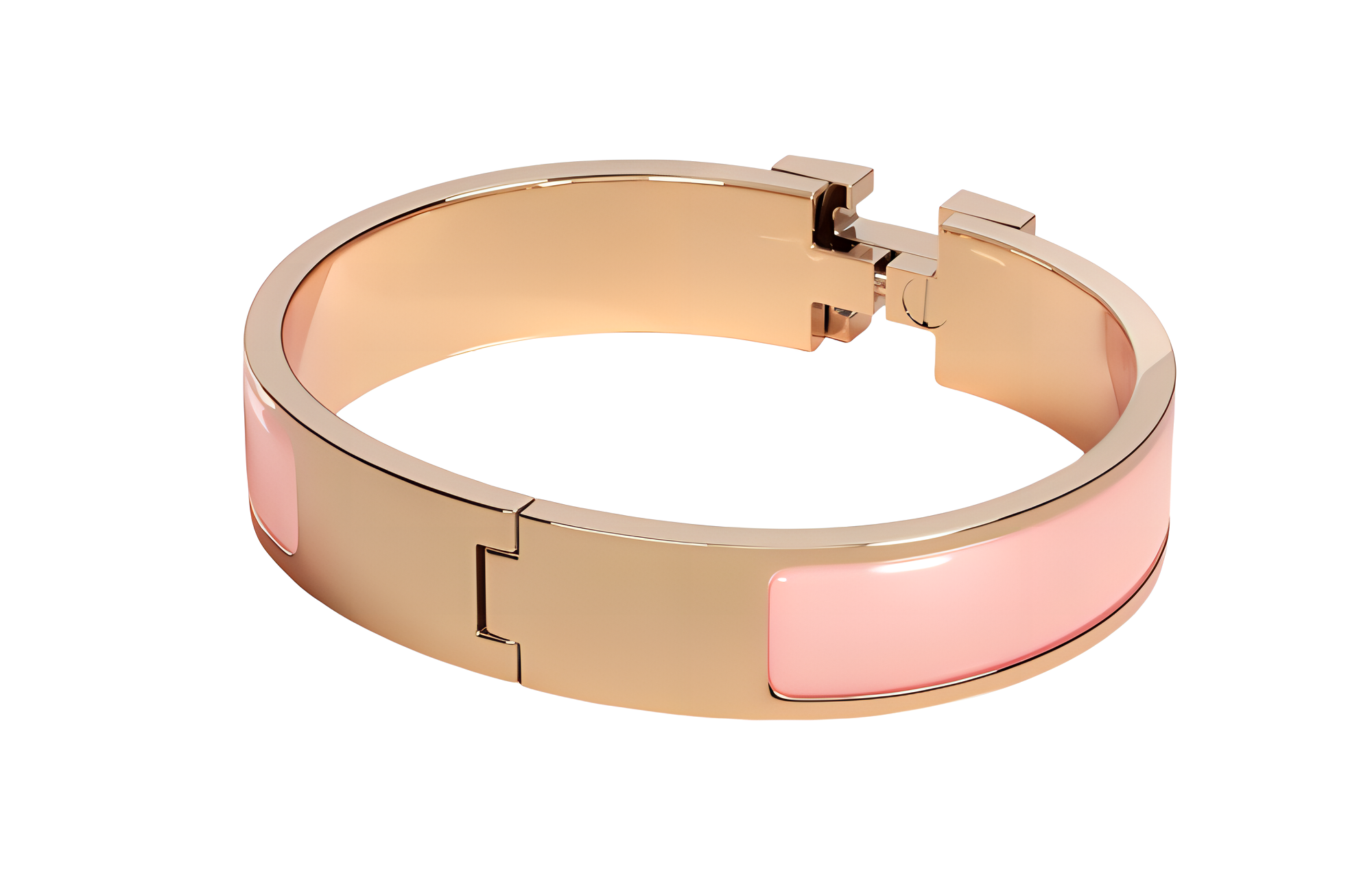 سوار H Bracelet أنيق بلون Rose Gold ووردي.