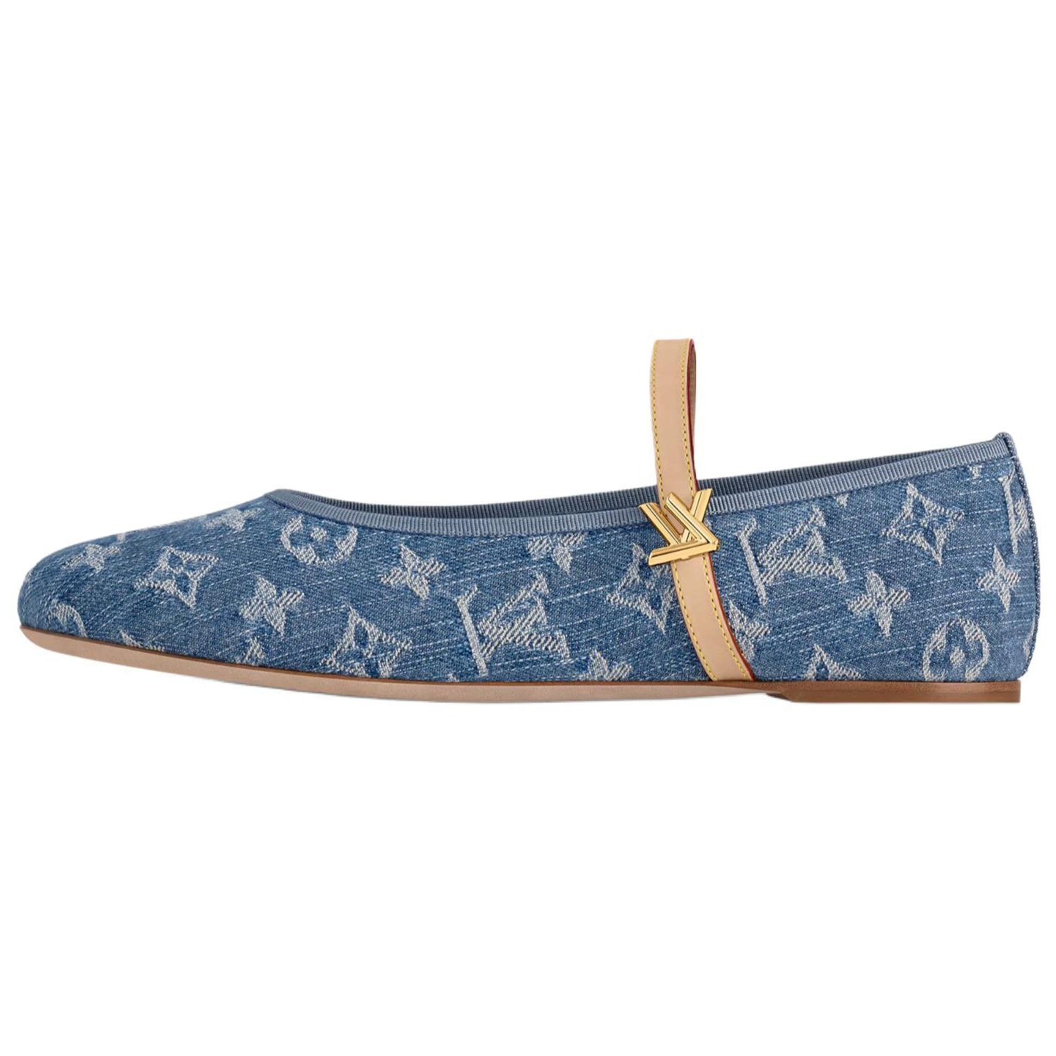 Louis Vuitton حذاء Ballerinas من الـ Denim بنقشة Monogram المميزة.