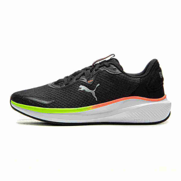 PumaLite running shoe in black with neon accents.