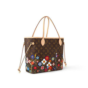 حقيبة Neverfull بنقشة Monogram وأزهار Murakami الملونة.