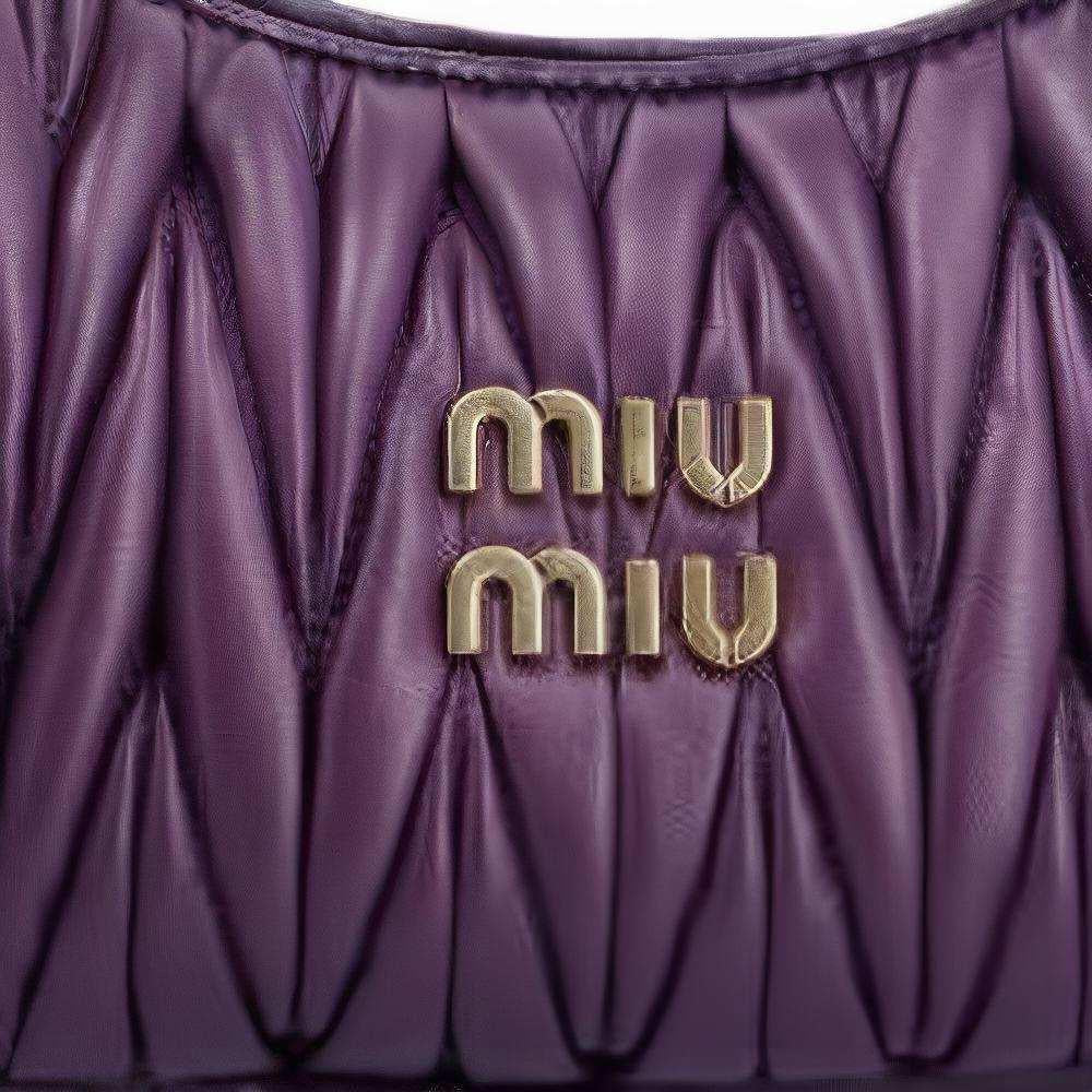 MIU MIU Miu Wander Jacquard Crossbody Tote Purple.