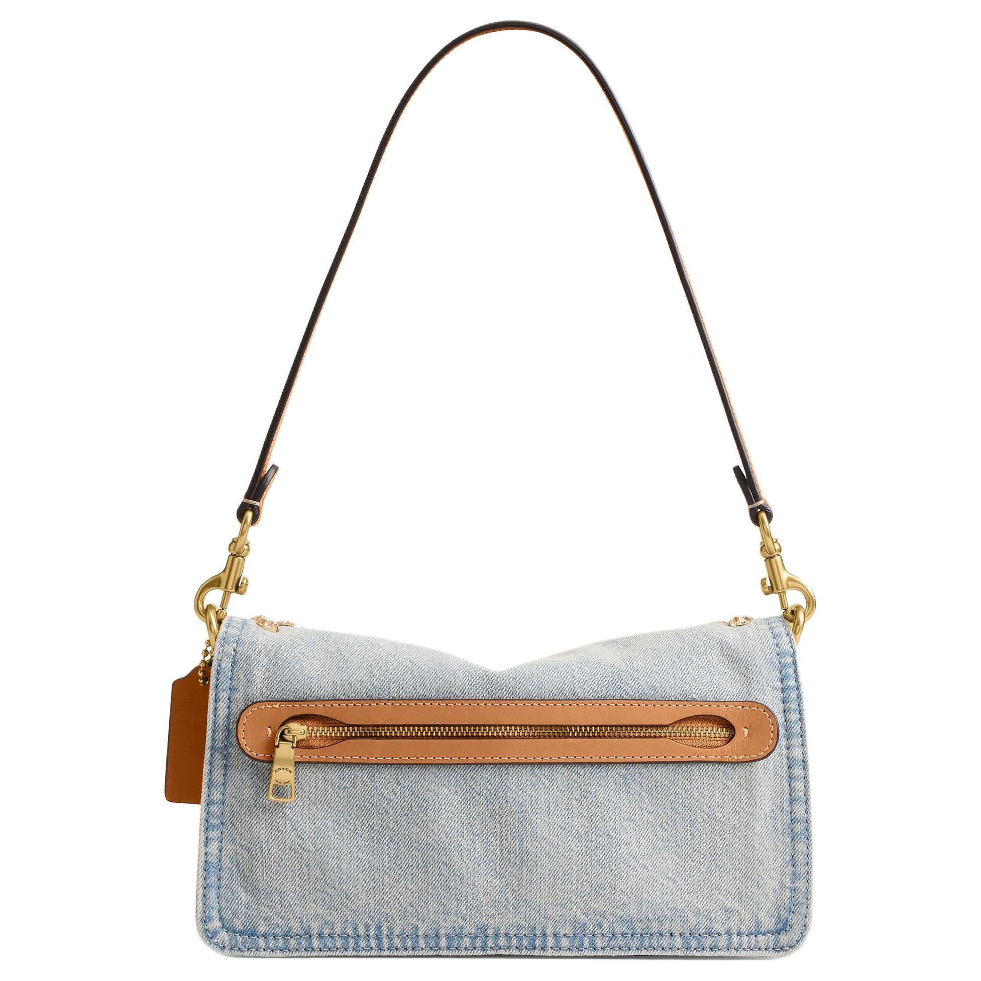 COACH Tabby 26 Imitation Crystal Denim Fabric Crossbody Shoulder Bag Medium Size Women's Silver
