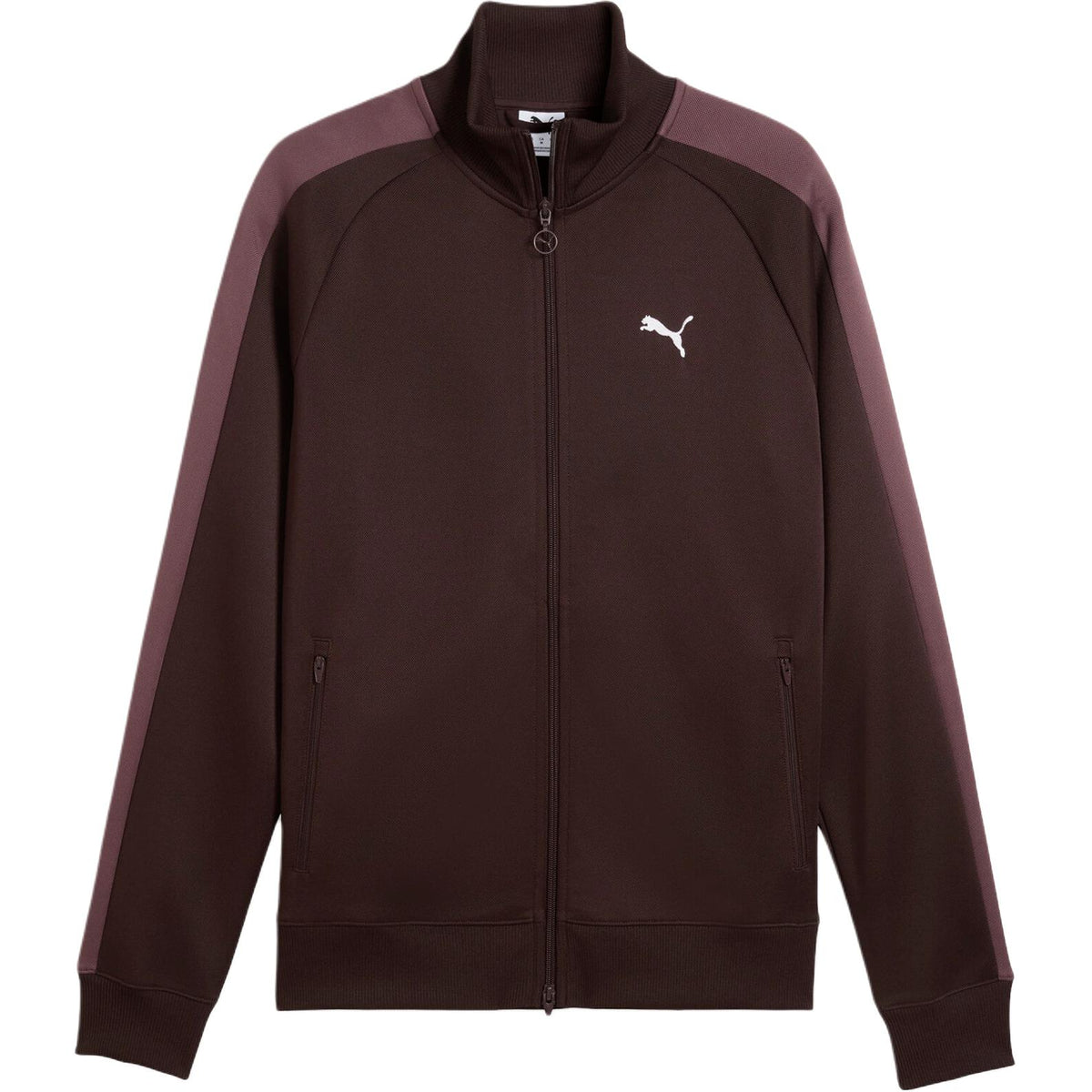 جاكيت رجالي رياضي بياقة واقفة بشعار PUMA باللون البني الشوكولاتي الداكن