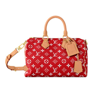 حقيبة Louis Vuitton Speedy 30 باللون الأحمر المميز.