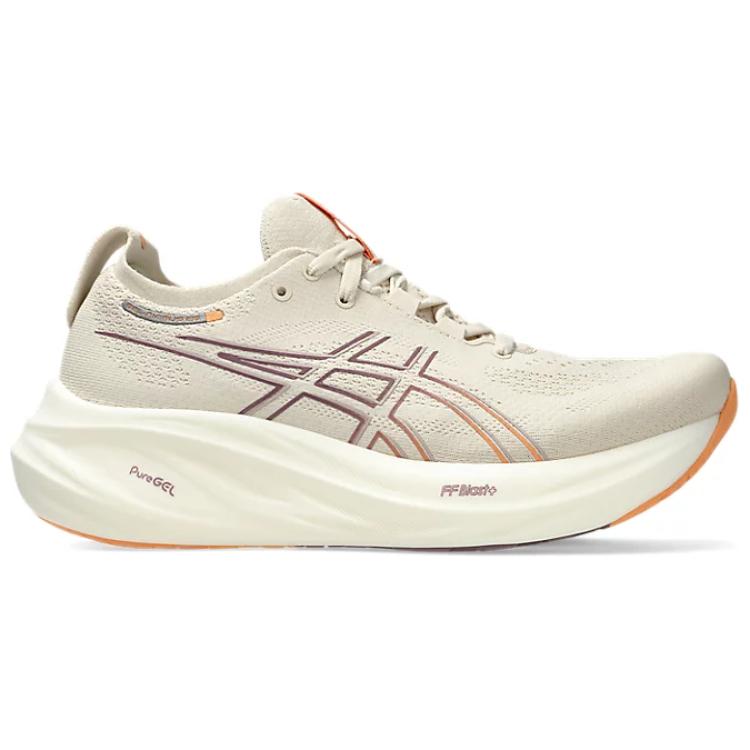حذاء الجري Asics GEL-Nimbus 26 بتقنية PureGEL لون بيج
