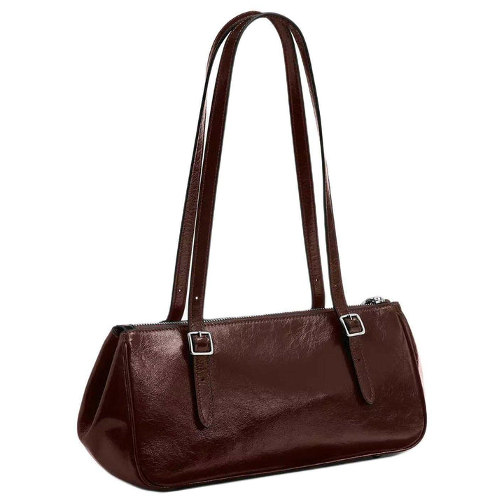 COACH Asher 34 Signature Print Silver Accessories Leather Underarm Shoulder Bag Large Women's Maple