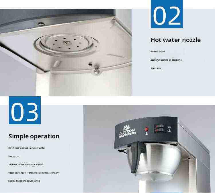 تفاصيل سلة الفلتر ومفاتيح التشغيل لـ صانعة قهوة Caferina RH330 detail display.