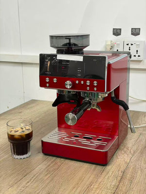 ماكينة اسبريسو احترافية Careforcafe باللون الأحمر red side perspective view.