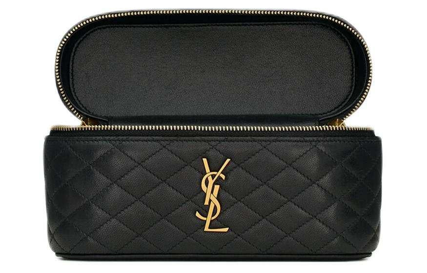 SAINT LAURENT GABY black سان لوران حقيبة مستحضرات تجميل غابي جلد ماعز.