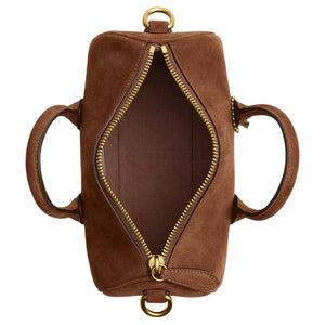 COACH Compass 25 Brand Logo Adjustable Detachable Shoulder Strap Compass Bag Suede Handbag Medium Women's Brown