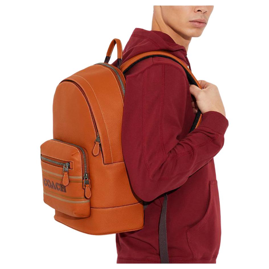 COACH Westway 32 zipper closure cowhide leather fabric backpack backpack and backpack large size women's brown