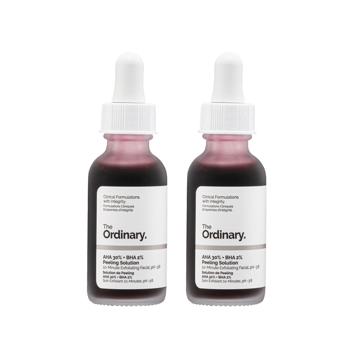 عبوتان من سيروم الأحماض بشعار The Ordinary جنباً إلى جنب، باقة العبوتين