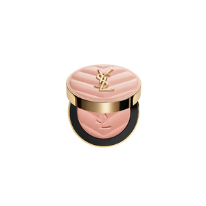 بلاشر بشعار YSL بدرجة وردي فاتح، العلبة مغلقة ومفتوحة