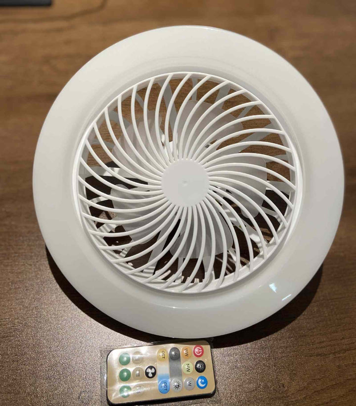 مروحة سقف بإضاءة LED بدون أقطاب مع تعتيم قابل للتحكم عن بعد ومقبس لولبي بتصميم حديث وبقدرة 30 واط
