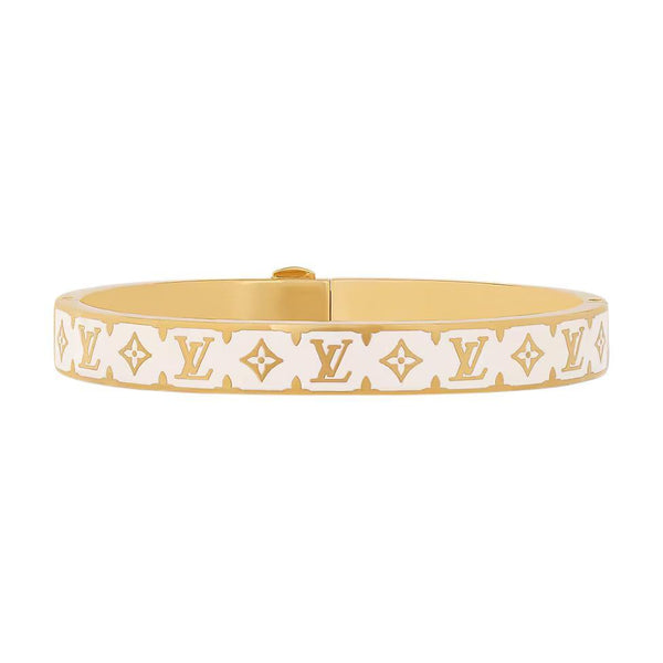 LOUIS VUITTON Monogram Pattern Metallic Bracelet Women's Gold