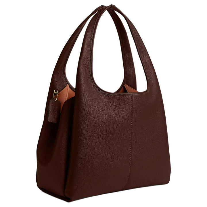 COACH Lana 33 gold-toned brand logo Polished pebbled leather Tote shoulder bag large Women's brown