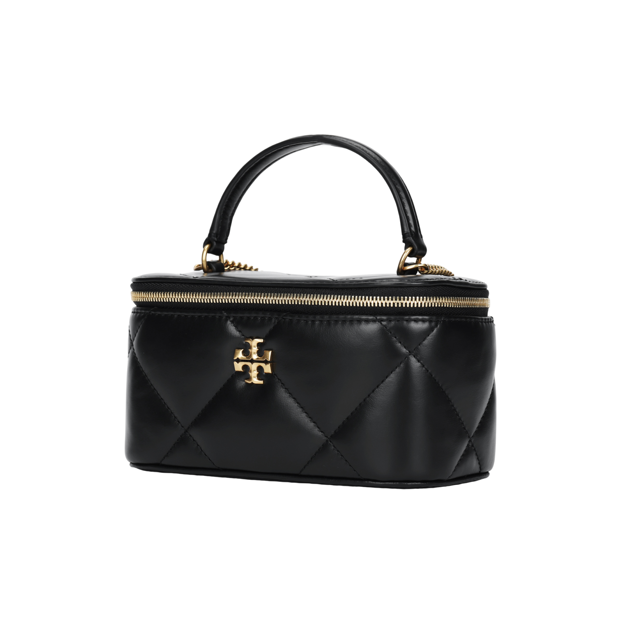TORY BURCH حقيبة مستحضرات تجميل كيرا بتصميم مبطن بنقشة معينات جلد.