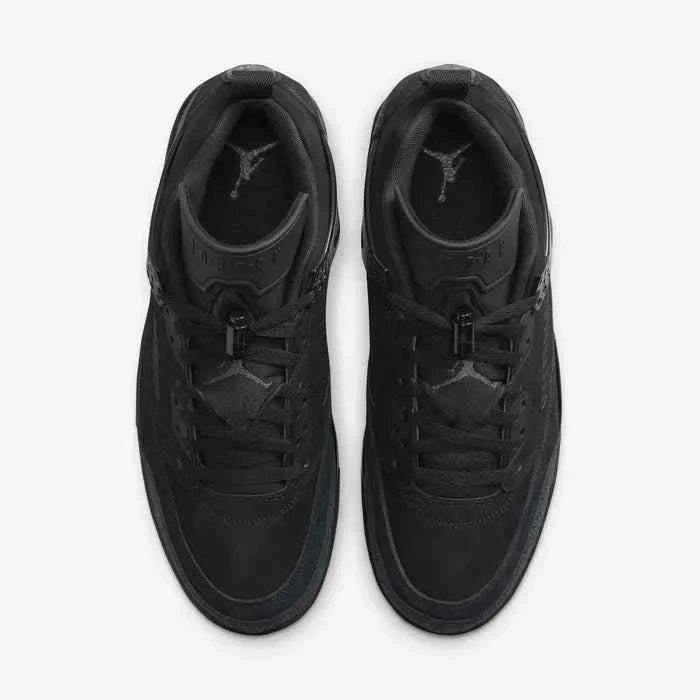 Air Jordan Spizike Low black basketball shoes, top view.
