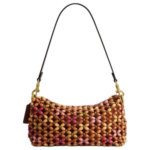 COACH Tapby 26 Wooden Bead Snap-Closure Wood Blend Leather Single Shoulder Bag Medium Women's Maple Style